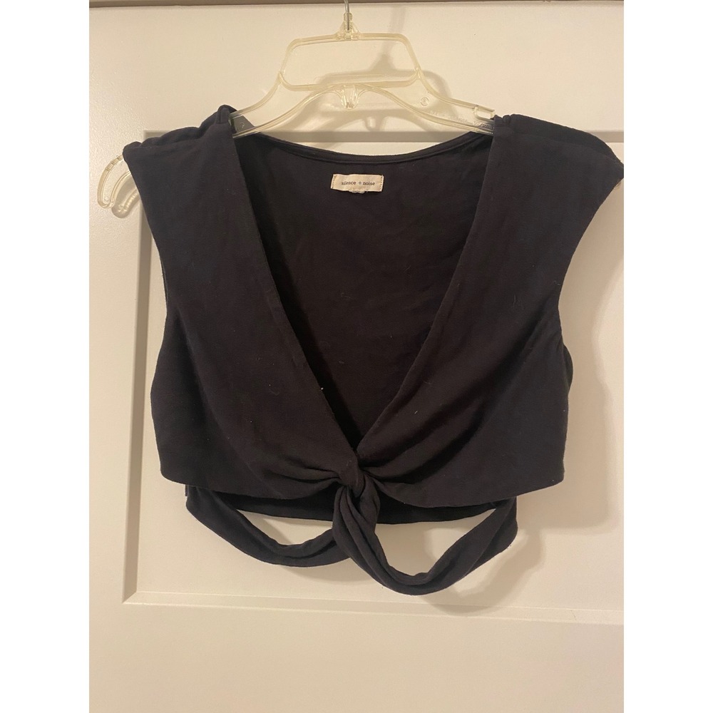 Silence + Noise Black Knot Front V-Neck Cutout Crop Top Urban Outfitters